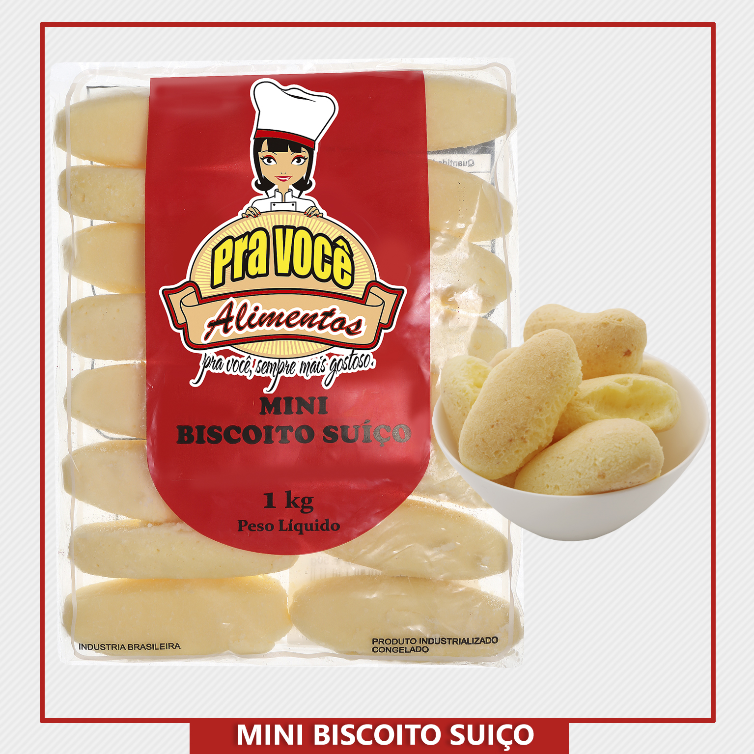 1 KG Biscoito de Queijo Mini Suiço 50g Pra você Alimentos